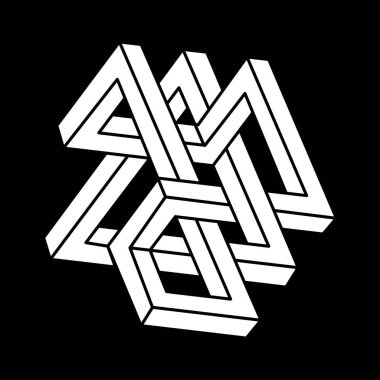 İmkansız şekiller, optik yanılsama, vektör. Escher tarzı. Optik sanat objesi. Geometrik şekiller. 