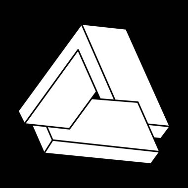 İmkânsız optik illüzyon şekilleri. Optik sanat objesi. Escher tarzı. Kutsal geometri. İmkansız figür. 