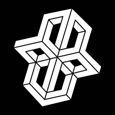 Optik illüzyon şekilleri. İmkansız rakamlar. Escher tarzı. Kutsal geometri nesnesi. 