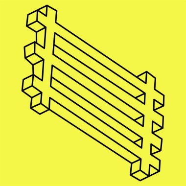 İmkansız bir nesne. Optik yanılsama. 3 boyutlu illüstrasyon. Optik sanat. 