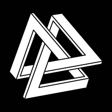 İmkânsız optik illüzyon şekilleri. Optik sanat objesi. Kutsal geometri. İmkansız rakamlar. Escher paradoksu. 