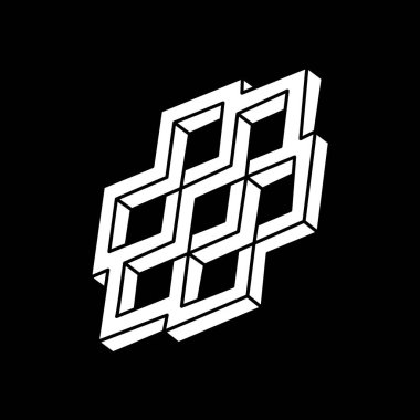 Optik illüzyon şekilleri. Optik sanat objesi. İmkansız rakamlar. Geometri. 