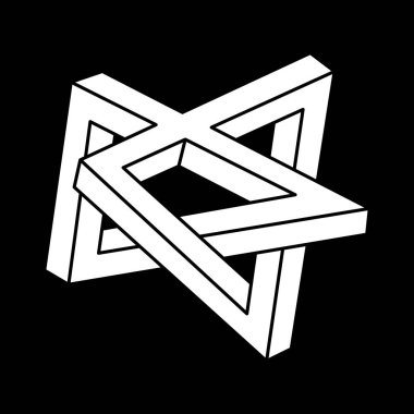 İmkânsız optik illüzyon şekilleri. Escher tarzı. Optik sanat objesi. İmkansız rakamlar. Satır sanatı. 