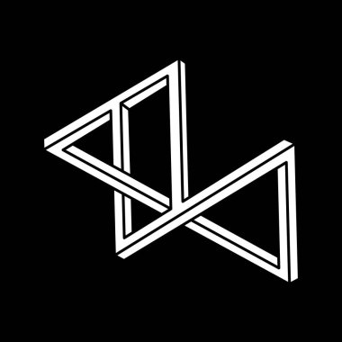 Escher paradoksu geometrisi. Optik yanılsama objeleri. Kutsal geometrik figür. Optik sanat. İmkansız şekil. 