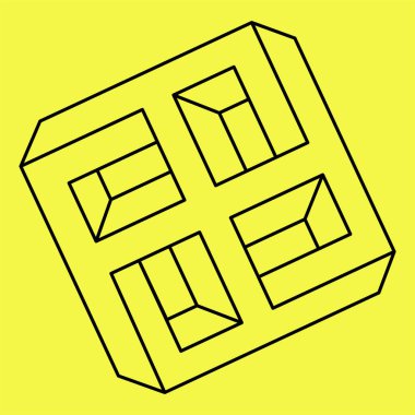 Logo tasarım elemanı, izometrik desen. Vektör çizimi. İşlem sanatı. 