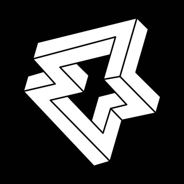 İmkânsız optik illüzyon şekilleri. Optik sanat objesi. İmkansız bir rakam. Escher tarzı.