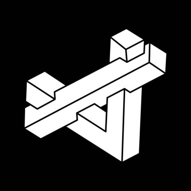 Optik yanılsama. İmkansız şekiller. Kutsal geometri figürü. Soyut sonsuz geometrik nesne. Optik sanat. Escher tarzı. 