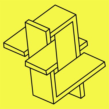 İmkansız nesneler. Optik yanılsama. 3 boyutlu illüstrasyon. Operasyon sanatı. Satır sanatı. 