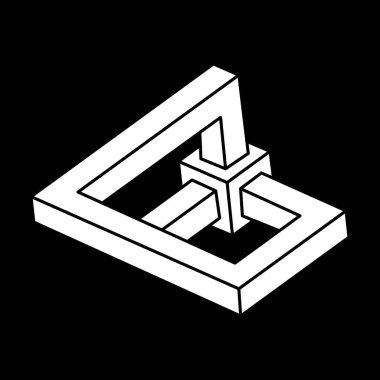 İmkânsız optik illüzyon şekilleri. Optik sanat objesi. Escher tarzı. İmkansız bir rakam. Geometri. 