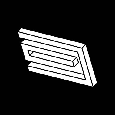 İmkansız bir nesne. Optik illüzyon şekilleri. 3 boyutlu illüstrasyon. Geometrik şekil. Escher paradoksu. 