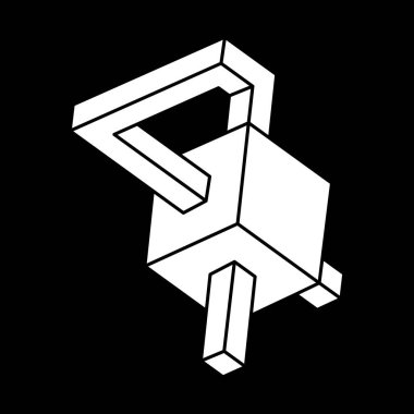 Optik illüzyon şekilleri. Kutsal geometri figürü. İmkansız bir nesne. Escher paradoksu. 