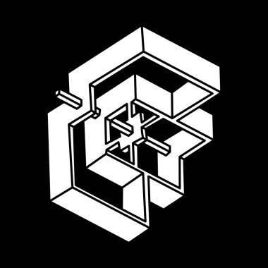 İmkânsız optik illüzyon şekilleri. Optik sanat objesi. İmkansız bir rakam. Escher paradoksu.