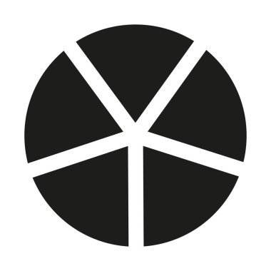 5 eşit parçanın daire bölünmesi simgesi. Beş bölümlü tekerlek diyagramları. Bilgisel siyah yuvarlak element. Boş yazdırılabilir desen çalıştırılıyor.