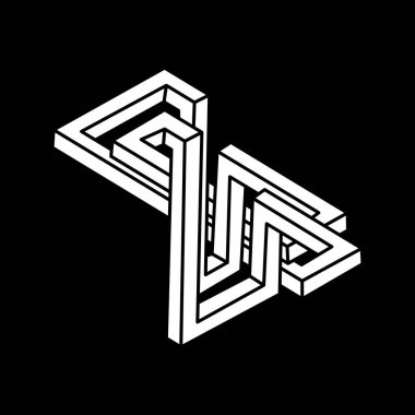 İmkânsız optik illüzyon şekilleri. Optik sanat. Escher paradoksu. İmkansız rakamlar. Çizgi çalışması. Gerçekdışı geometrik nesneler. 