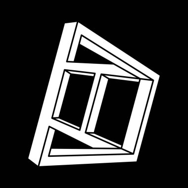 Optik yanılsama. İmkansız şekiller. Escher tarzı. Soyut sonsuz geometrik nesne. Optik sanat. 