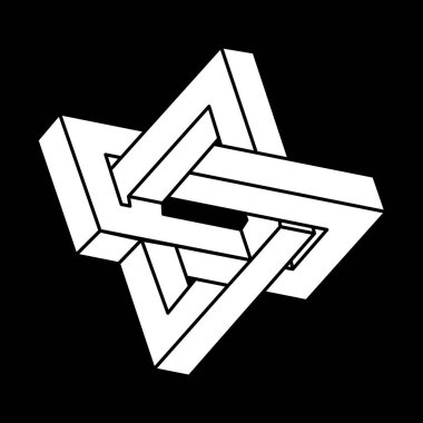 Optik yanılsama. İmkansız şekiller. Escher tarzı. Doğrusal sonsuz nesne. Soyut sonsuz geometrik figür. 