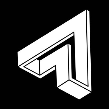 Optik yanılsama. İmkansız şekiller. Kutsal geometri figürü. Escher tarzı. Soyut sonsuz geometrik nesneler. 