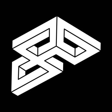 İmkânsız optik illüzyon şekilleri. Optik sanat objesi. İmkansız rakamlar. Escher paradoksu. 