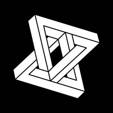 İmkânsız optik illüzyon şekilleri. Geometri. Escher paradoksu. Optik sanat objesi. İmkansız şekiller. 