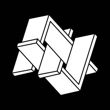 Optik illüzyon şekli. Escher paradoksu. Optik sanat objesi. Kutsal geometri. İmkansız şekiller. 