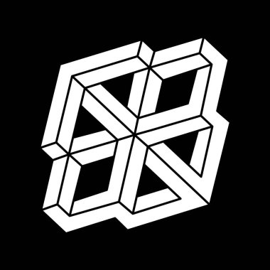 İmkansız şekiller, optik yanılsama, vektör. Escher tarzı. Optik sanat objesi. Geometrik şekiller. 