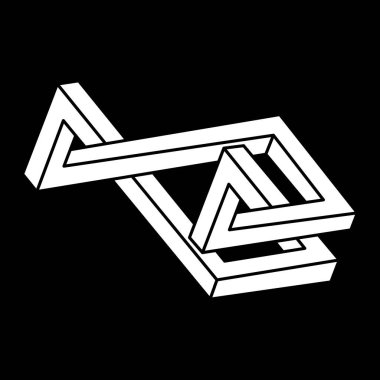 İmkansız nesneler. Escher paradoksu. Çizgi geometrik şekiller. Optik yanılsama figürü. 