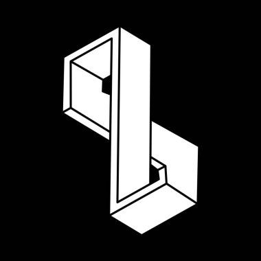 Optik illüzyon figürü. İmkansız bir nesne. Escher tarzı. Çizgi geometrik şekli. 