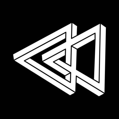 İmkânsız şekiller logo tasarımı, optik illüzyon nesneleri. Optik sanat. Kutsal geometri figürleri. Escher tarzı. 