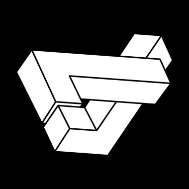 Optik illüzyon figürü. İmkansız nesneler. Çizgi geometrik şekli. Escher tarzı. 