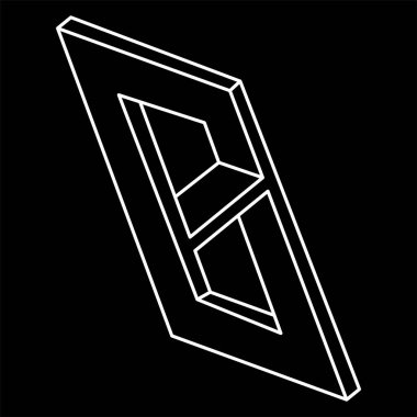 Optik illüzyon şekilleri. İmkansız nesneler. Optik sanat. Çizgi çalışması. Geometrik şekiller. 