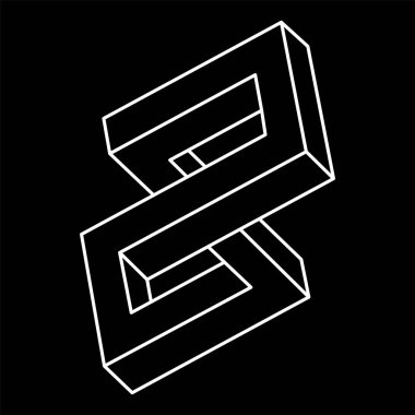 İmkânsız optik illüzyon şekli. Optik sanat objesi. İmkansız rakamlar. Kutsal geometri. Çizgi sanatı şekli. 