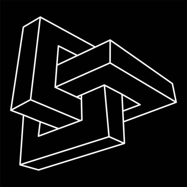 Geometrik şekiller. İmkansız bir nesne. Çizgi tasarımı. İmkansız şekiller. Optik yanılsama. Optik sanat. 