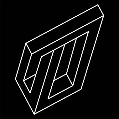 Geometrik şekiller. İmkânsız optik illüzyon şekli. Optik sanat objesi. İmkansız rakamlar. Satır sanatı. 