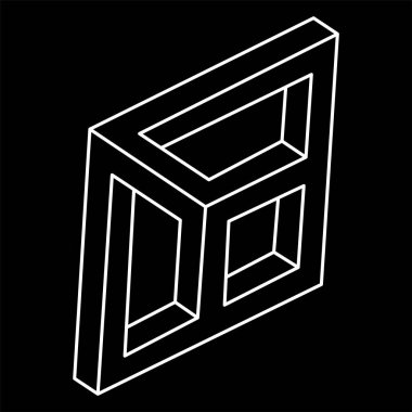 İmkansız bir şekil. Web tasarım elemanı. Optik İllüzyon nesnesi. Çizgi tasarımı. Geometrik şekiller. 