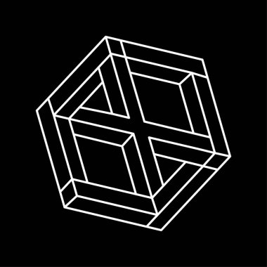 İmkansız şekiller. Geometrik şekiller. Web tasarım elemanı. Optik İllüzyon nesneleri. Satır tasarımı. 