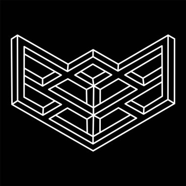İmkânsız şekiller logo tasarımı, optik illüzyon objesi. Optik sanat. Geometrik şekiller
