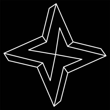 İmkânsız optik illüzyon şekli. Optik sanat objeleri. İmkansız rakamlar. Kutsal geometri şekilleri. 