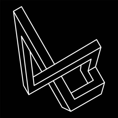 İmkansız nesneler. Çizgi geometrik şekiller. Optik illüzyon figürleri. İşlem sanatı. 