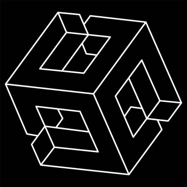 İmkansız şekiller. Web tasarım elemanı. Optik illüzyon objesi. Çizgi tasarımı. Gerçekdışı geometrik şekiller. Kutsal geometri. 