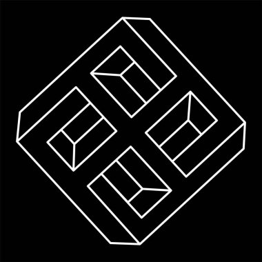 Gerçekdışı geometrik şekiller. İmkânsız şekiller logo tasarımı, optik illüzyon objesi. Optik sanat figürü. Kutsal geometri.