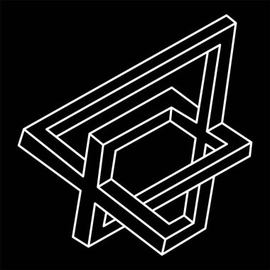Gerçekdışı geometrik şekiller. İmkansız şekiller. Web tasarım elemanı. Optik İllüzyon nesnesi. Çizgi tasarımı. İşlem sanatı. 