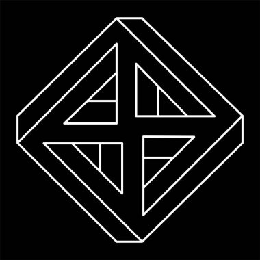 İmkansız nesneler. Çizgi geometrik şekli. Optik illüzyon figürü. Optik sanat. Kutsal geometri. 