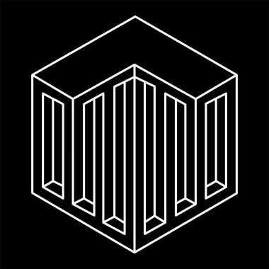 İmkansız bir şekil. Web tasarım elemanları. Optik illüzyon objesi. Çizgi tasarımı. Optik sanat altıgeniName. 