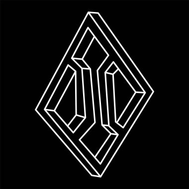 İmkansız bir nesne. Çizgi geometrik şekiller. Optik yanılsama figürleri. 