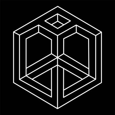İmkansız şekiller. Web tasarım elemanları. Gerçekdışı geometrik şekiller. Optik yanılsama objeleri. Çizgi tasarımı altıgen. Optik sanat. 