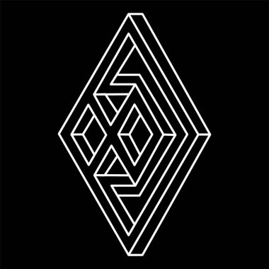 Optik illüzyon şekilleri. İmkansız nesneler. Optik sanat figürleri. Çizgi çalışması. Kutsal geometri şekli. 