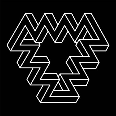 İmkânsız optik illüzyon şekli. İmkansız rakamlar. Kutsal geometri nesneleri. Optik sanat. 