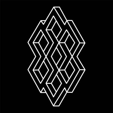 İmkânsız optik illüzyon şekilleri. Optik sanat objeleri. İmkansız rakamlar. Çizgi çalışması. Gerçek dışı geometrik şekil. 