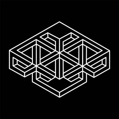 İmkânsız şekiller logo tasarımı, optik illüzyon objesi. Optik sanat figürleri. Gerçekdışı geometrik nesneler. 