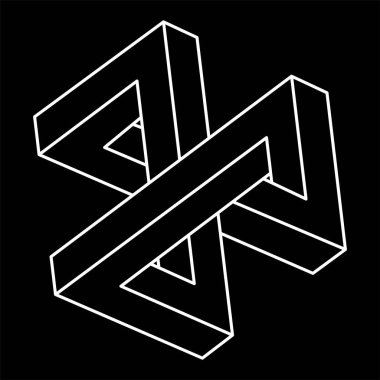 İmkansız bir nesne. Çizgi geometrik şekiller. Kutsal geometri. Optik yanılsama figürleri. 